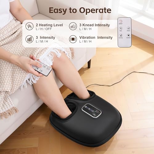 Image of H&B Luxuries Foot Massager with Heat, Shiatsu Feet Massager with Multi-Level Setings & Remote Controller, Effective Relaxation.Compact Size for Home or Office Use, Ideal for Women Mom.