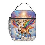 peiyeety Lunchbox mit Elch-Tierhimmel, künstlerischer Motiv, wiederverwendbar, auslaufsicher, tragbar, isoliert, für Picknick, Büro, Wandern, Angeln