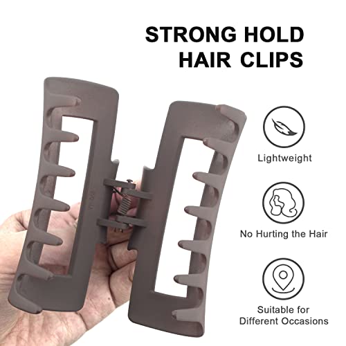 4Pcs Rectangle Hair Clips For Women Girls, 3.5'' Non Slip Hair Claw Clips For Thin Hair And Thick Hair, Hair Clip Square Hair Jaw Clips, Hair Clamps Strong Hold Clips For Hair (Neutral Color) #TOP3