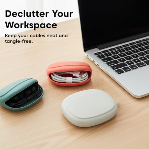 Image of Sounce 3 PCS Silicone Headphone Organizer Case - Mini Cable Storage Pouch Portable Earphone Carrying Case for USB Cables, Keys, Coins & Travel Accessories Soft Reusable Silicone