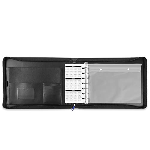 Mudor 7 Ring Business Check Binder With Zipper, Premium Pu Cover Check Registers For Personal Checkbook, 600 Checks Capacity For 9" X 13" Sheets (Black) #TOP3