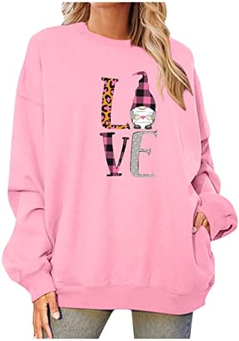 Women's Valentine's Day Atmospheric Sweatshirt Autumn and Winter Long-Sleeved Tops Cute Printing Round Neck Pullover Long Sleeve Tops for Women Knee Length Long Sleeve Sweatshirt for Women 2022