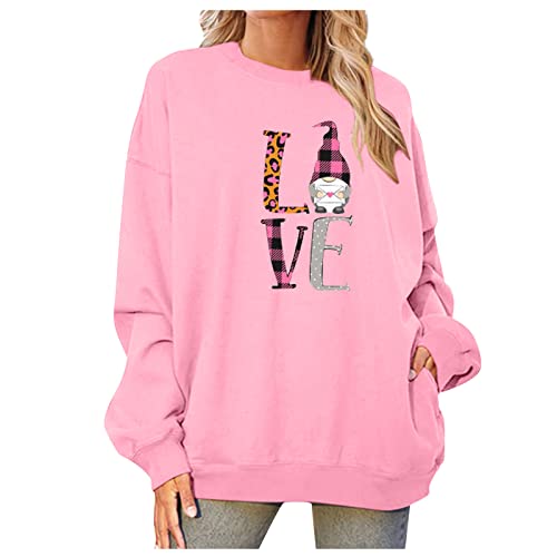 Women's Valentine's Day Atmospheric Sweatshirt Autumn And Winter Long-Sleeved Tops Cute Printing Round Neck Pullover Long Sleeve Tops For Women Knee Length Long Sleeve Sweatshirt For Women 2022 #TOP23