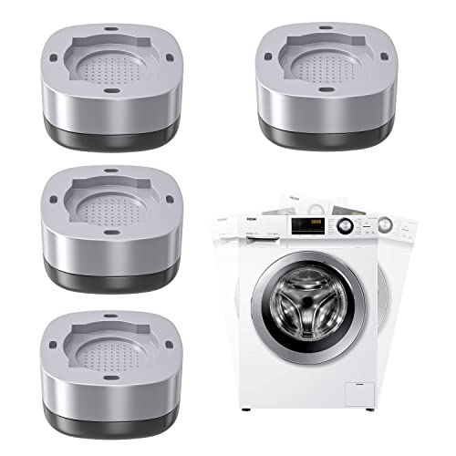 Sagittar Schwingungsdämpfer Vibrationsdämpfer Waschmaschine Füße, Antivibrationsfüße für Washer und Trockner, Gummifüße Waschmaschinen Dämpfer, Rutschfeste Anti Vibration Pads 4 StüCk Gray Cover