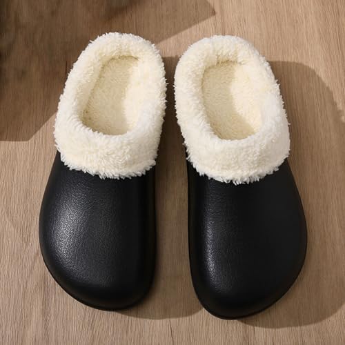 Women Men Plush Lined Clogs Memory Foam Warm Fuzzy Slippers Winter Waterproof Indoor Outdoor Slipper for Womens Mens Non Slip Sole Mules Slip on Cozy Fleece House Slippers Garden Shoes4