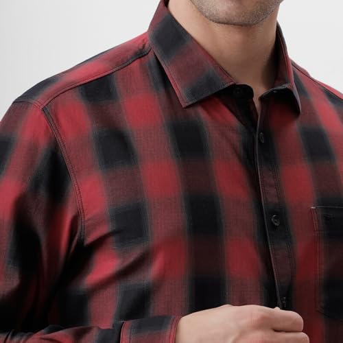 Image of BASICS 100% Cotton Checked Shirt for Men | Slim Fit | Everyday Smart Casual Wear | Full Sleeve