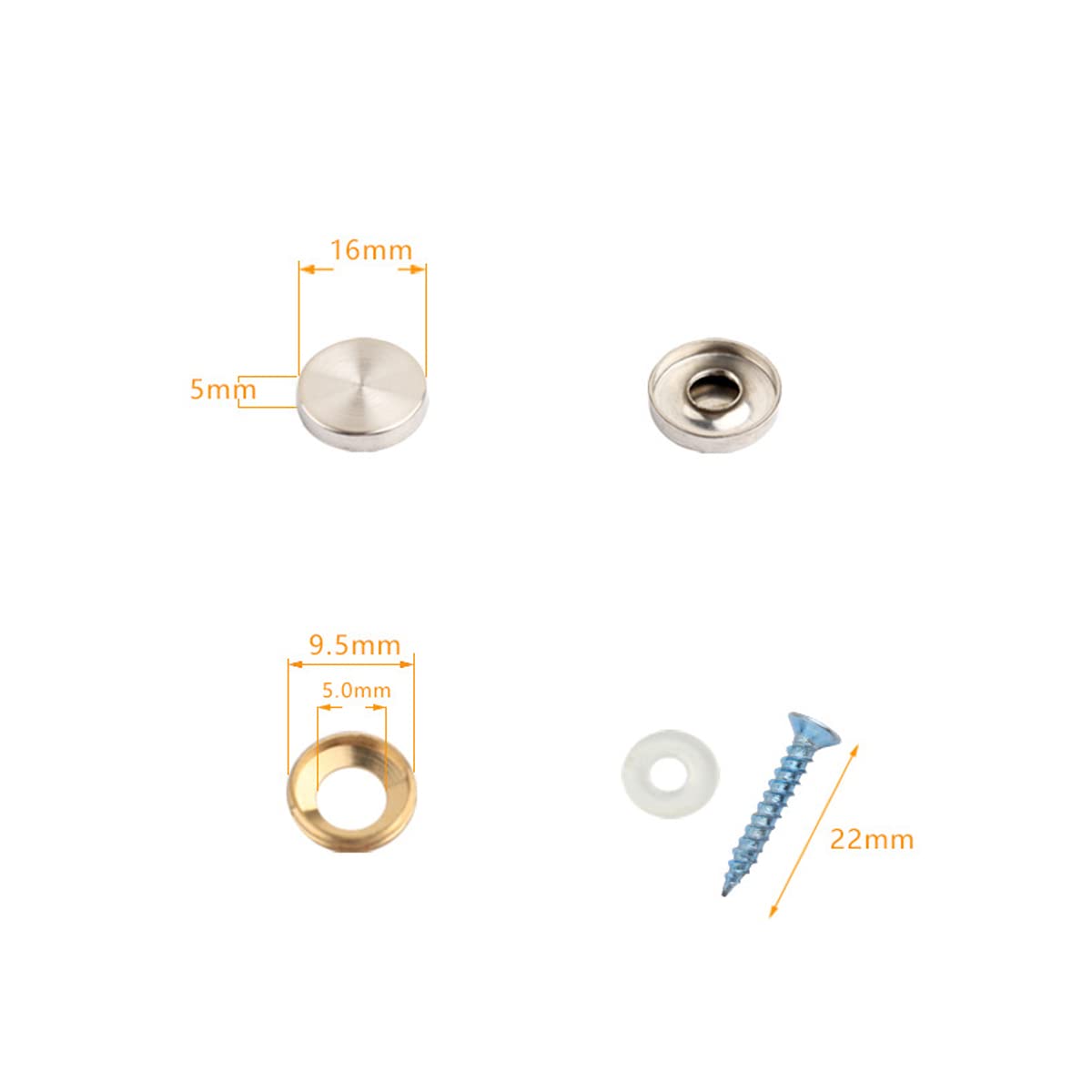 Viti A Specchio In Acciaio Inox 304 - 8 Pezzi Con Coperchio, Per Fissaggio Specchi E Decorazioni - Foto 3