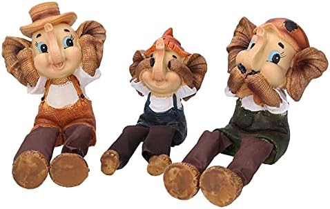 Vacchetti GiuseppeResin Statue Set 3 Pieces Elephant, Multicolour, Piccolo