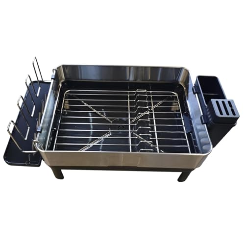 LOVIVER Dish Rack, Cup Holder, Sink Rack, Practical Metal Kitchen Countertop with Drainboard, Drainer Tray for Restaurants
