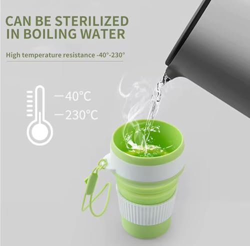 Collapsible Coffee Cup – 12oz Reusable Travel Mug | Leak-Proof, Foldable Silicone | BPA-Free, Lightweight, Portable & Easy to Clean | Great for Camping, Hiking, Office, Commute (Matcha Green) by BlessedSip - Used condition - Image 5