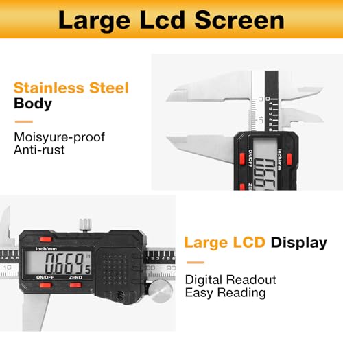 image for UNIPEC Digital Caliper 6 inch, Stainless Steel Vernier Micrometer Meas