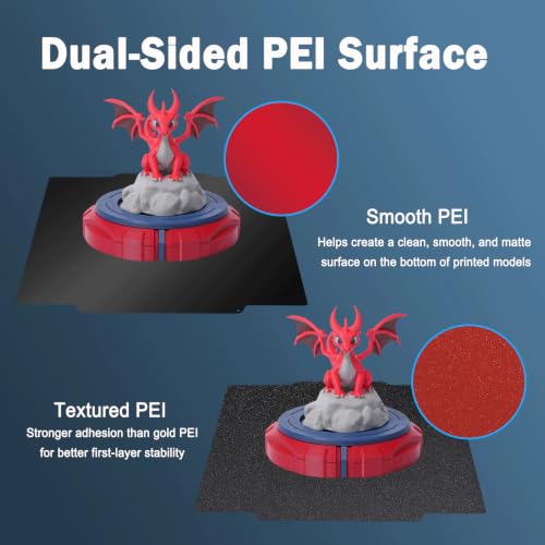 Image of 266x293mm Black PEI Build Plate for Flashforge Creator 5 /5 Pro, Double-Sided Smooth PEI+Textured PEI Spring Steel Sheet Heat Bed with Strong Adhesion & Easy Part Removal