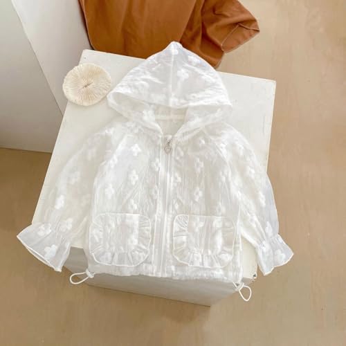 Lightweight Kids Sun Suit Fashionable Zippered Floral Embroidery Hooded Coat for Girls Aged 0 to 3 Years3