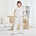 Yuiboo Loose PJ Bottoms White Bunny Christmas Lounge Pants Long Sleep Pajama Indoor with Pockets 9-10Y