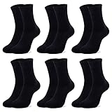 Mowenti Socken Herren 43-46 Schwarz 6 Paar Sportsocken Tennissocken Baumwolle Atmungsaktive Classic Dicke Business Sneakersocken Damen Warme Verdickte Frottee