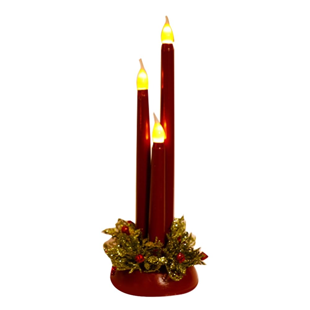 IJSDNVJNDX Christmas Led Flameless Candle Desktop Lamp Simulated Festive Holiday Night Light Decoration Red