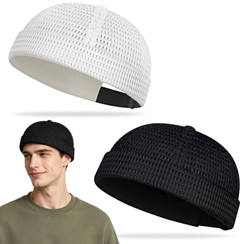 2 Pack Breathable Brimless Hat for Men Summer Style Mesh