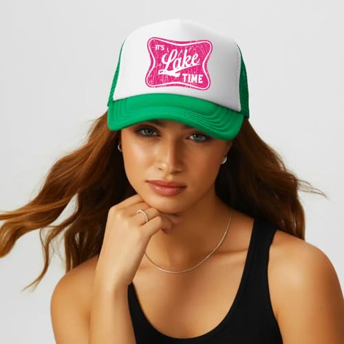 Image of It's Lake Time Summer Classic 5 Panel Foam Front Mesh Snap Back Trucker Hat