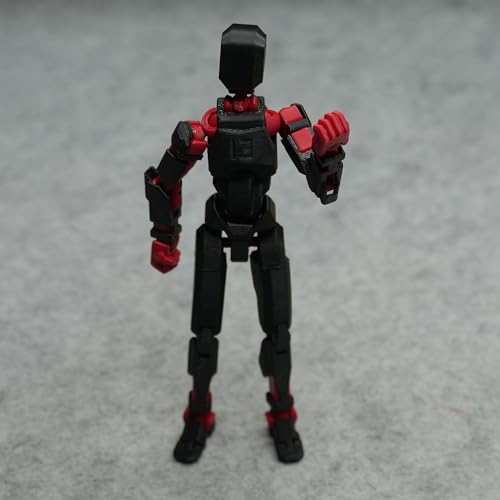 Image of Dummy 13 Action Figure Robot | Fully Articulated 3D Printed Robot Toy | 5.4-inch Collectible Figurine | Matte Finish| Unassembeled (Black-Red)