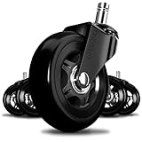 LIFELONG Office Chair Wheels Replacement Rubber Chair casters for Hardwood Floors and Carpet, Set of 5, Heavy Duty Office Chair Ball casters for Chairs to Replace Chair mats - Universal fit