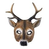 Amosfun Animal Head Mask Deer Mask Halloween Realistic Animal Face Reindeer PU Cosplay Costume Props for Masquerade Halloween Parties/Dances/Carnivals