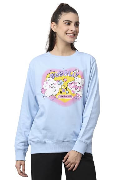 Full Sleeve Printed Women Multicolor Hooded Sweatshirt