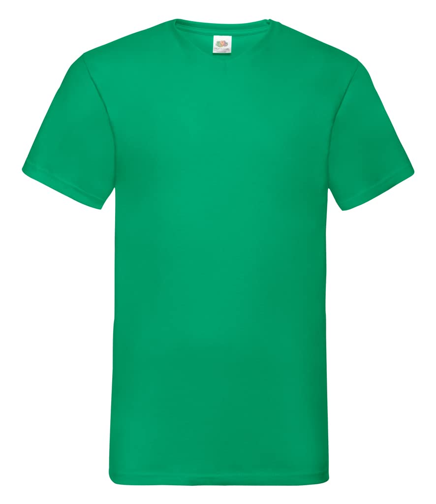 Fruit of the Loom Men's V-Neck Valueweight T-Shirt, Kelly Green, Medium