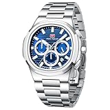 MF MINI FOCUS Orologi da uomo d'affari (cronografo/impermeabile/luminosi/calendario/24 ore), grande quadrante in acciaio inox, orologi da uomo, Blu