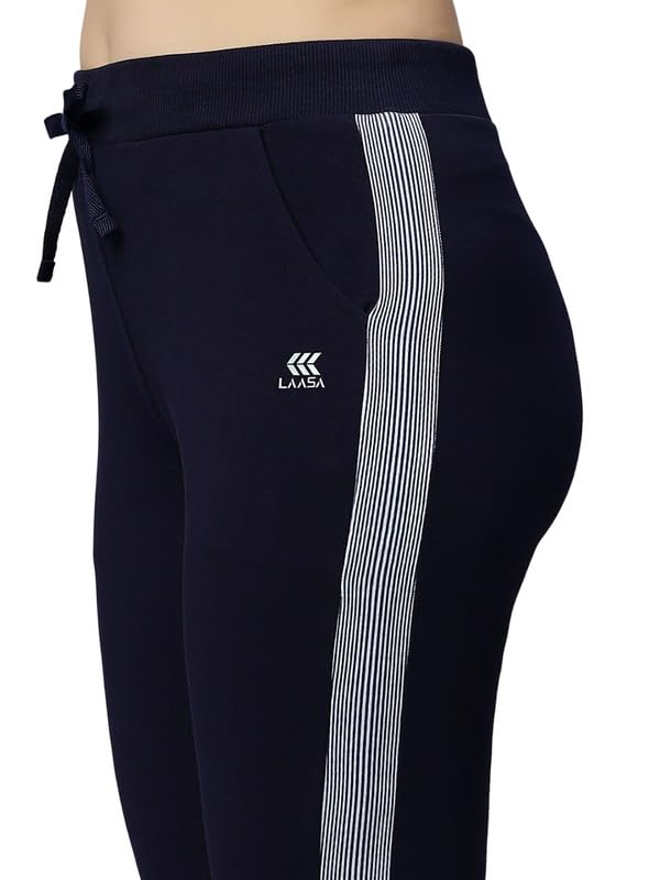 Image of Women's Cotton Regular Fit Mid-Rise Solid Black Track Pant with Stretchable,Two Side Pockets