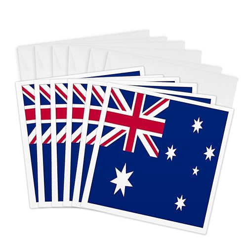 Cartes de vœux Drapeau Australie 15,2x15,2 cm 3dRose | Lot de 6 cartes de correspondance pays