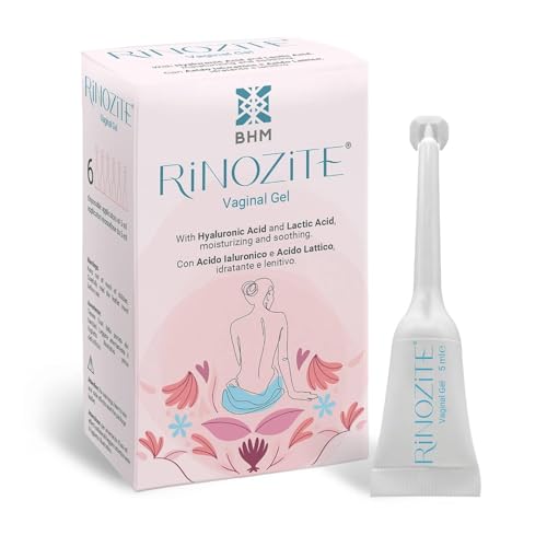 BHM RiNOZiTE Vaginal Gel with Hyaluronic Acid Lactic Acid Aloe Vera for Vaginal Dryness Discomfort Irritation Prevention and Control of BV pH-Balanced Clinically Proven 6 Applications