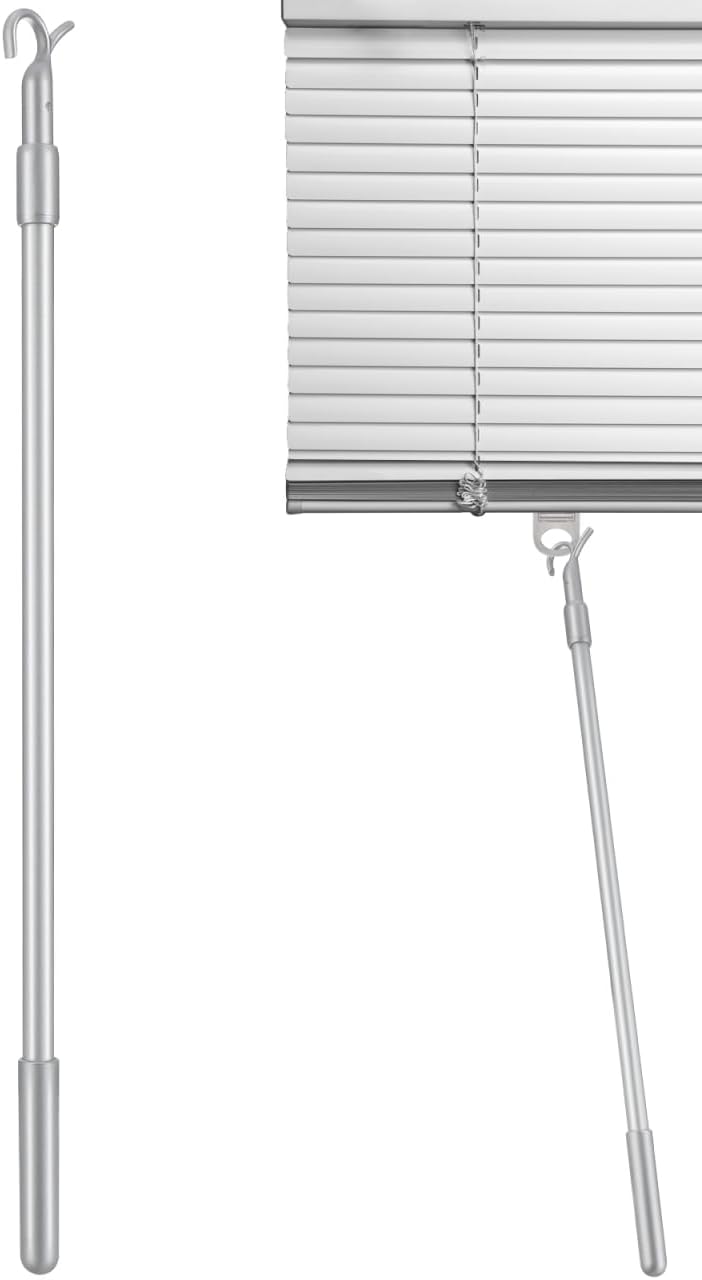 Plastic Blind Wands Hanger Retriever Pole with Hook- Adjustable 24inch High Reach Closet Pole - Aluminium Alloy Extendable Garment Hook Reaching Stick Pole to Easily Reach Clothes
