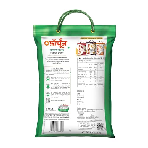 Image of FORTUNE Biryani Special Basmati Rice, 5 kg |Extra Long Grain Basmati rice (Up to 24 mm) | Ideal for Biryani (Pack of 2)