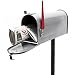 Produktbild Wiltec Set US Mailbox Silbergrau 180 x 220 x 480 mm, amerikanischer Briefkasten mit Fahne, Standbriefkasten Stahl amerikanisches Design mit passendem Standfuß