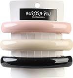 Aurora Pin Stylish Tortoise Shell Hair Clip - Autoclasp Barrettes For Styling in an Updo, Bun, Ponytail - Strong Korea Made Accessory for Thick, Medium Volume Hair - Set of 3 Pieces, 3 Colors