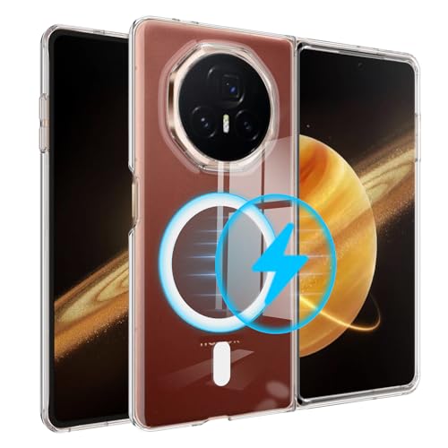 ZORSOME Funda para teléfono Honor Magic V3 compatible con anillo magnético fuerte, transparente, ultra delgada, policarbonato duro, a prueba de golpes, cobertura completa, funda transparente para