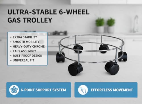 Image of Rincy Stainless Steel Wheel LPG Gas Cylinder Trolley with 6 Wheels (2 Pcs) - 6SG Gas Cylinder Trolley (Multicolor, Pack of 2)
