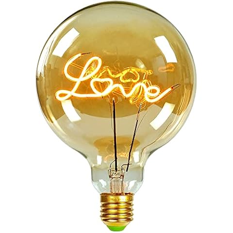 TIANFAN Vintage Light Bulbs LED Light Bulb 4W Dimmable Decorative Light Bulbs 220/240V E27 Table Lamp (Love) Cover