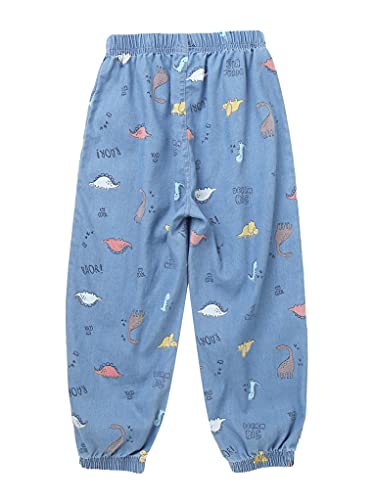TTAO Unisex Kids Girls Boys Summer Long Harem Jeans Sports Gym Joggers Fashion Printed Pants Casual Dailywear Blue 5-64
