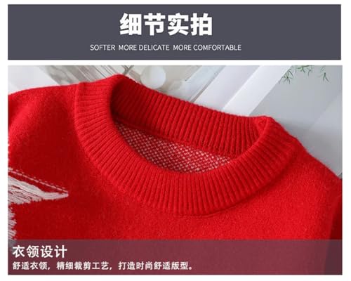 Men Winter Star Printed Sweater Thick Warm Mens Pullovers Casual Loose Jumper Beige 24505 3XL2