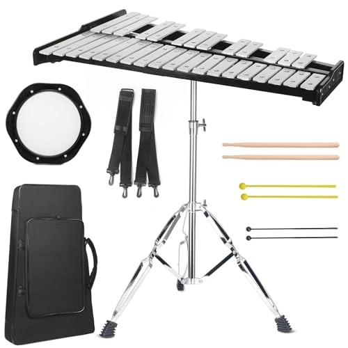 Kmise 32 Note Glockenspiel Xylophone Bell Kit: Professional Xylophone for Adult with Carry Bag...