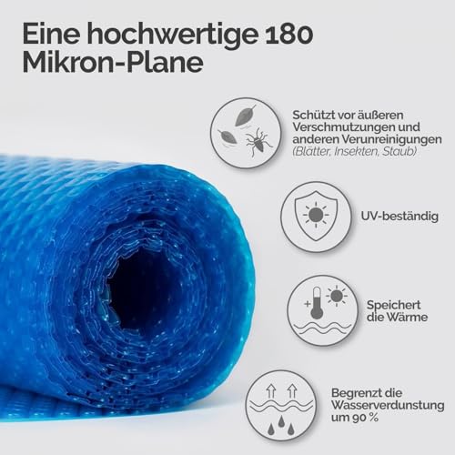 Linxor France Abdeckplane mit Luftpolstern, rund, oval, quadratisch oder rechteckig, 180 Mikron für Intex Pools oder andere. 26 Größen verfügbar/ CE- Norm-7