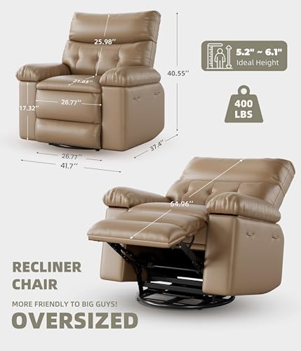 Image of GarveeHome Extra Wide Recliner Chair - PU Leather Oversized Manual Recliner for Adults, Lazy Chair with 1.5X Sponge Comfort Arm and Back for Living Room, Bedroom