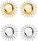 TYIM7 2 pares de pendientes sol, llamativos for mujer, joyas oro for, gruesos, joyería moda, regalos .at7