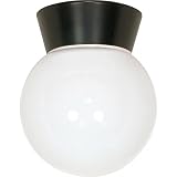 Nuvo Lighting SF77/156 Utility Fixture Die Cast Aluminum Durable Outdoor Close to Ceiling Porch and Patio Light with White Glass Cylinder, Bronzotic – view 2