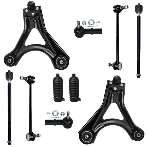 Image of Detroit Axle Replacement for Mercury Cougar Mystique Ford Contour [ Models w / 15'' Wheels ONLY ] Front Lower Control Arm w /Ball Joints + Sway Bars + Tie Rods Boots - 10pc Set