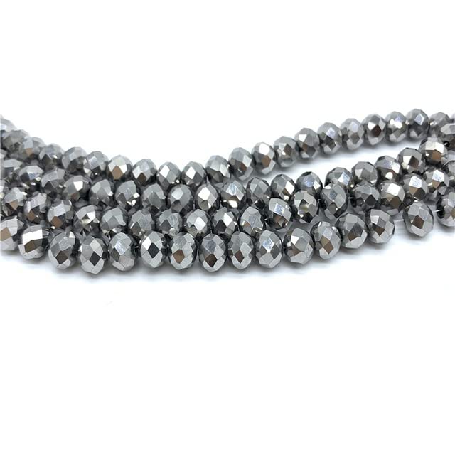 Cuentas de cristal de 2 x 3 mm, 3 x 4 mm, 4 x 6 mm, espaciador de cristal facetado, cuentas sueltas para hacer joyas. - Plata, 2 x 3 mm, 170 piezas