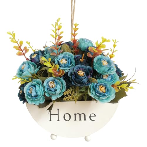 Sertay Metallo Appeso Vasi Fiori, Secchio Fiori Forma Anello, Piantare Vaso Sospeso, Cesti Appesi Interno, Adatto per la Decorazione della Parete Come Soggiorno, Camera da Letto, Portico (Bianco)