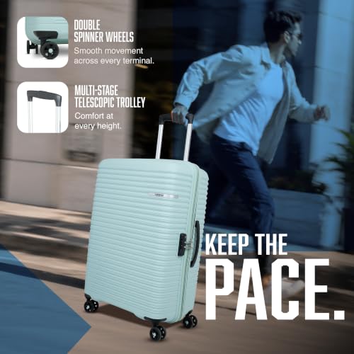 Image of American Tourister Liftoff+|Large Size Check-in Spinner Trolley Bag (79 cm) for Travel|360 8 Wheel Travel Luggage|Hard Case Polypropylene (PP) Suitcase|Mounted TSA Lock|Seafoam Blue
