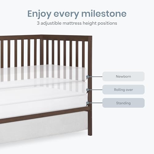 Image of Dream On Me Synergy 5-in-1 Convertible Full Size Baby Crib, Smokey Oak